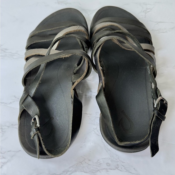 Olukai Ulele Leather Strappy Sandals Womens 8 Adjustable Buckle Comfort Flat - Picture 4 of 6